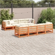 vidaXL 9 Piece Wood Sofa Set in Brown