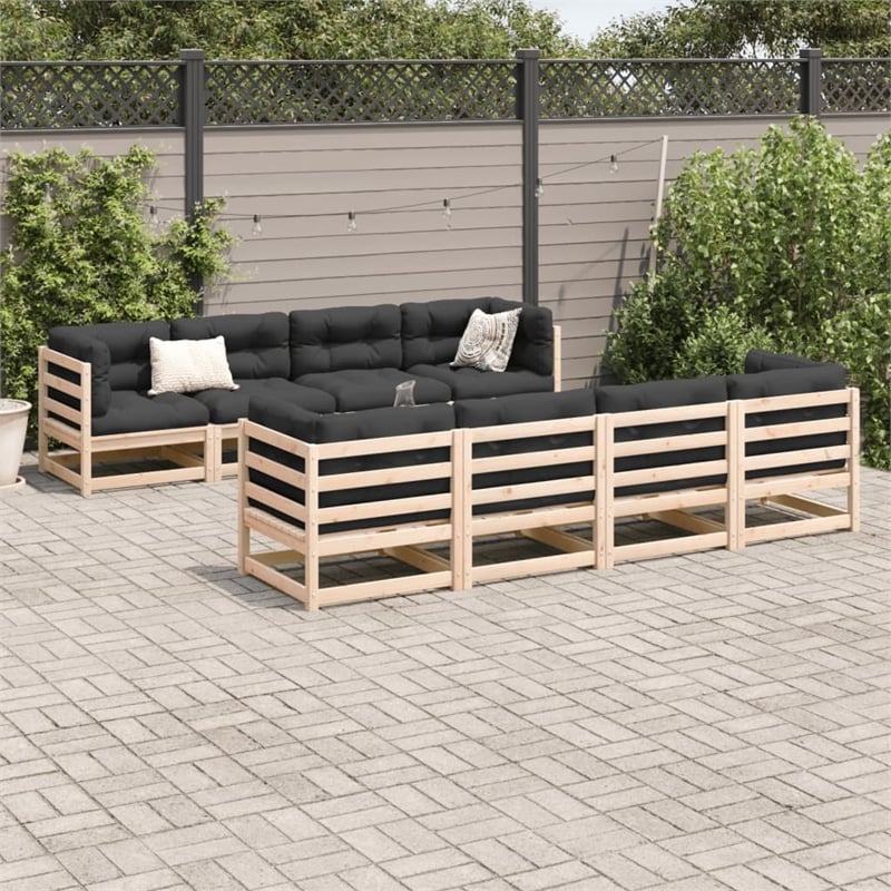 vidaXL 9 Piece Wood Patio Sofa Set in Anthracite