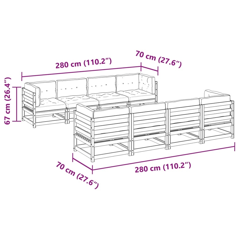 vidaXL 9 Piece Wood Patio Sofa Set in Anthracite