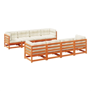 vidaXL Wood Sofa Set in Brown/Cream