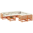 vidaXL 9 Piece Wood Large Sofa Set in White/Brown/Cream