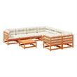 vidaXL 9 Piece Wood Large Sofa Set in White/Brown/Cream