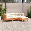 vidaXL 4 Piece Wood Small Sofa Set in Brown/Cream