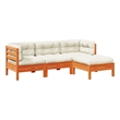 vidaXL 4 Piece Wood Small Sofa Set in Brown/Cream