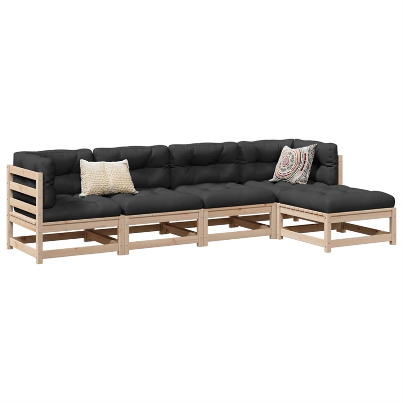 vidaXL 5 Piece Wood Patio Sofa Set in Anthracite