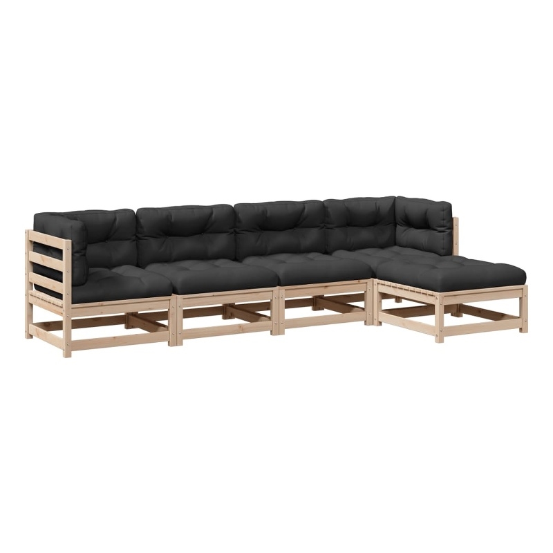 vidaXL 5 Piece Wood Patio Sofa Set in Anthracite