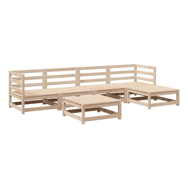 vidaXL 6 Piece Wood Large Sofa Set in Natural