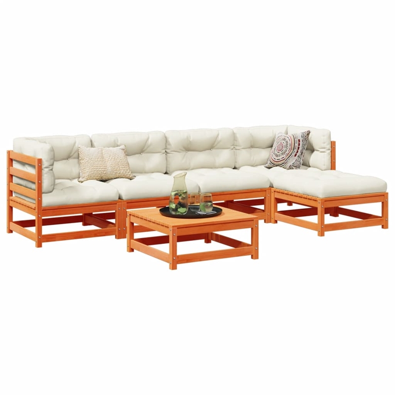 vidaXL 6 Piece Wood Sofa Set in Brown