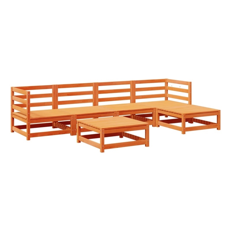 vidaXL 6 Piece Wood Sofa Set in Brown