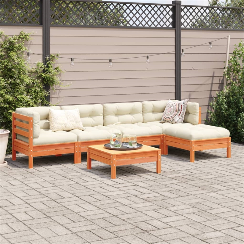 vidaXL Wood Large Sofa Set in Brown