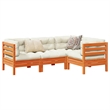 vidaXL 4 Piece Wood Medium Sofa Set in Brown