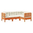vidaXL 4 Piece Wood Medium Sofa Set in Brown