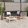 vidaXL 5 Piece Wood Large Sofa Set in Natural
