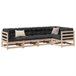 vidaXL 5 Piece Wood Sofa Set in Natural