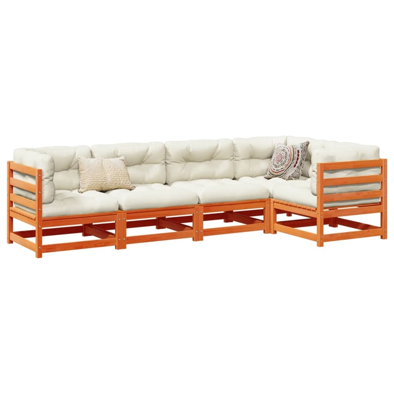 vidaXL 5 Piece Wood Sofa Set in Brown