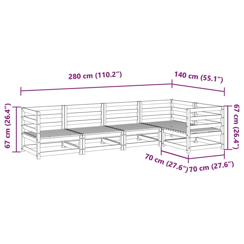 vidaXL 5 Piece Wood Sofa Set in Brown