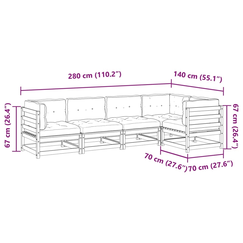 vidaXL 5 Piece Wood Small Sofa Set in Brown/Cream