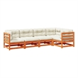vidaXL 5 Piece Wood Small Sofa Set in Brown/Cream