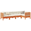 vidaXL 5 Piece Wood Sofa Set in Brown/Cream