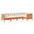 vidaXL 5 Piece Wood Sofa Set in Brown/Cream
