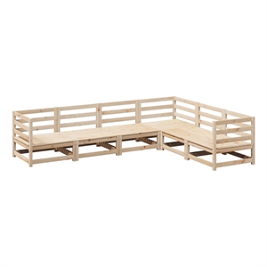 vidaXL 6 Piece Wood Sofa Set in Natural