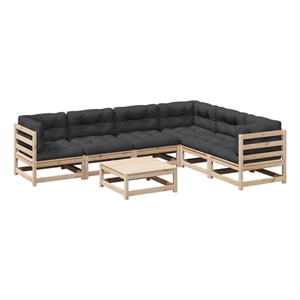 vidaXL 7 Piece Wood Patio Sofa Set in Brown/Cream