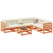 vidaXL 7 Piece Wood Sofa Set in Brown/Cream