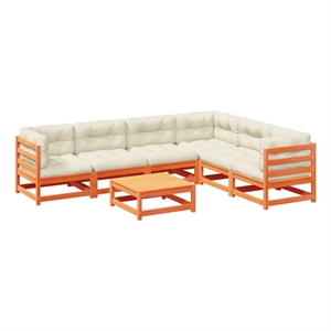 vidaXL 7 Piece Wood Sofa Set in Brown/Cream