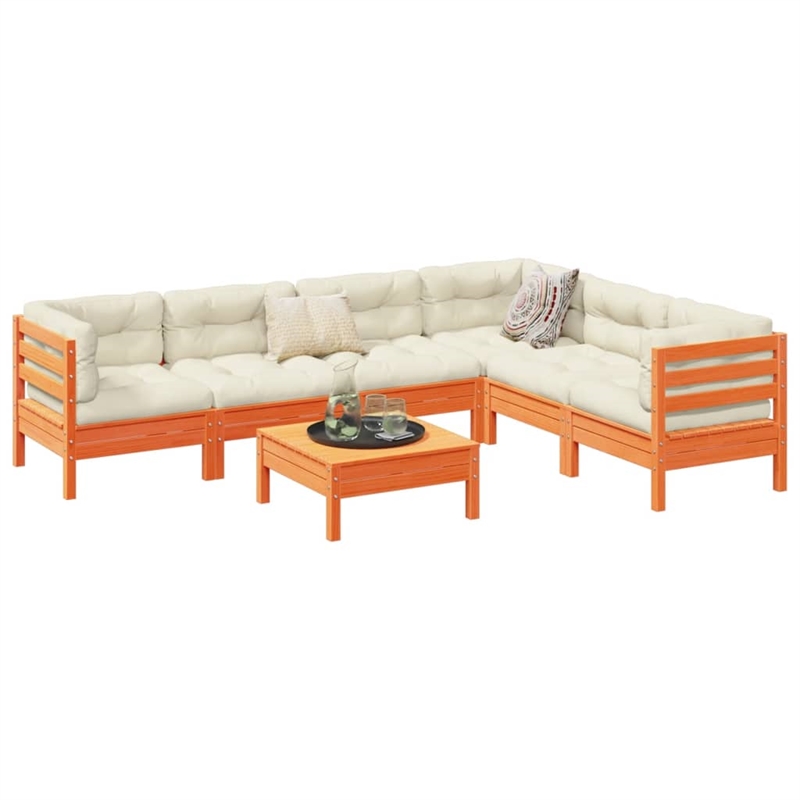vidaXL 7 Piece Wood Sofa Set in Brown