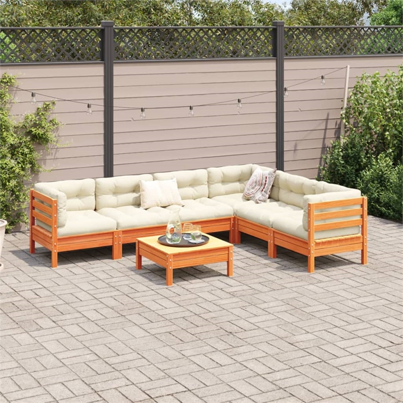 vidaXL 7 Piece Wood Sofa Set in Brown