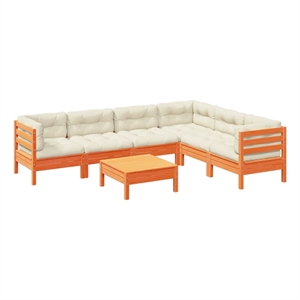 vidaXL 7 Piece Wood Sofa Set in Brown