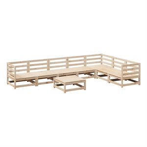 vidaXL 8 Piece Wood Large Sofa Set in Natural