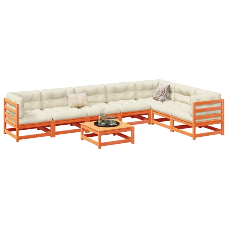 vidaXL Wood Small Sofa Set in Brown/Cream