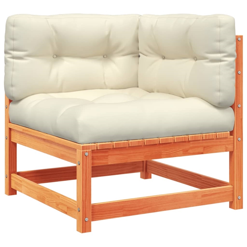vidaXL Wood Small Sofa Set in Brown/Cream