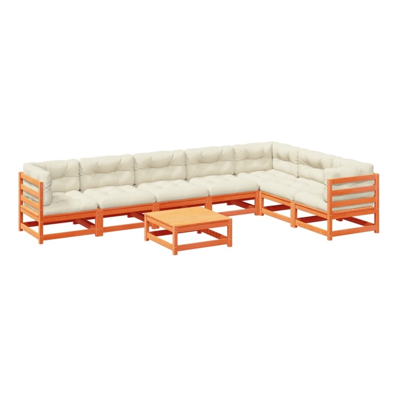 vidaXL Wood Small Sofa Set in Brown/Cream