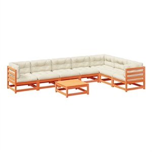 vidaXL Wood Small Sofa Set in Brown/Cream
