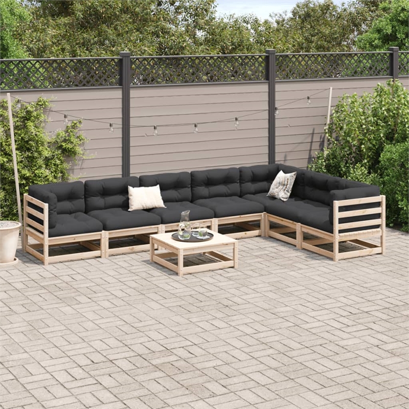 vidaXL 8 Piece Wood Large Patio Sofa Set in Cream