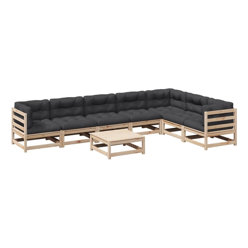 vidaXL 8 Piece Wood Large Patio Sofa Set in Cream
