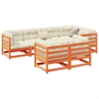 vidaXL 7 Piece Wood Medium Sofa Set in Brown