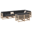 vidaXL 8 Piece Wood Large Sofa Set in Natural