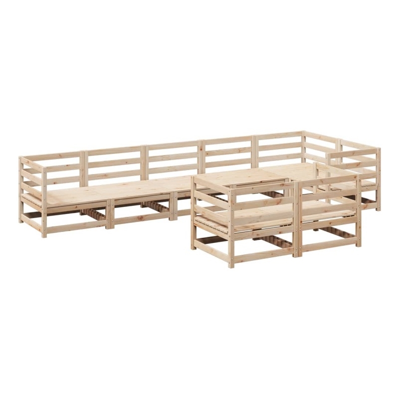 vidaXL 8 Piece Wood Large Sofa Set in Natural