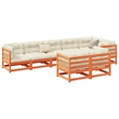 vidaXL 8 Piece Wood Large Sofa Set in Brown
