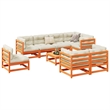 vidaXL 9 Piece Wood Sofa Set in Brown