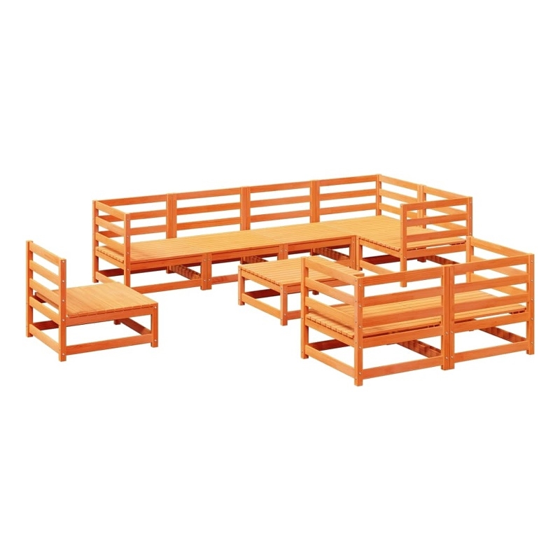 vidaXL 9 Piece Wood Sofa Set in Brown