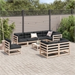 vidaXL 9 Piece Wood Large Patio Sofa Set in Cream/Natural