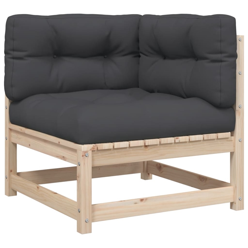 vidaXL 9 Piece Wood Large Patio Sofa Set in Cream/Natural