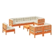 vidaXL 9 Piece Wood Large Sofa Set in Brown