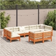 vidaXL 9 Piece Wood Sofa Set in Brown/Cream