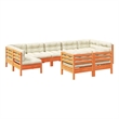 vidaXL 9 Piece Wood Sofa Set in Brown/Cream