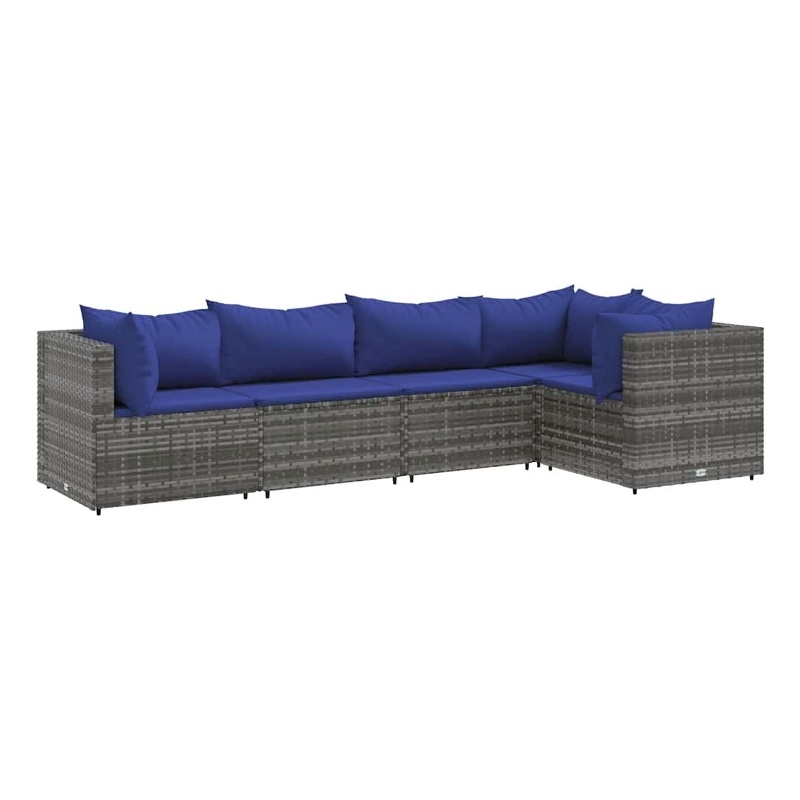 vidaXL 5 Piece Poly Rattan Lounge Set in Gray